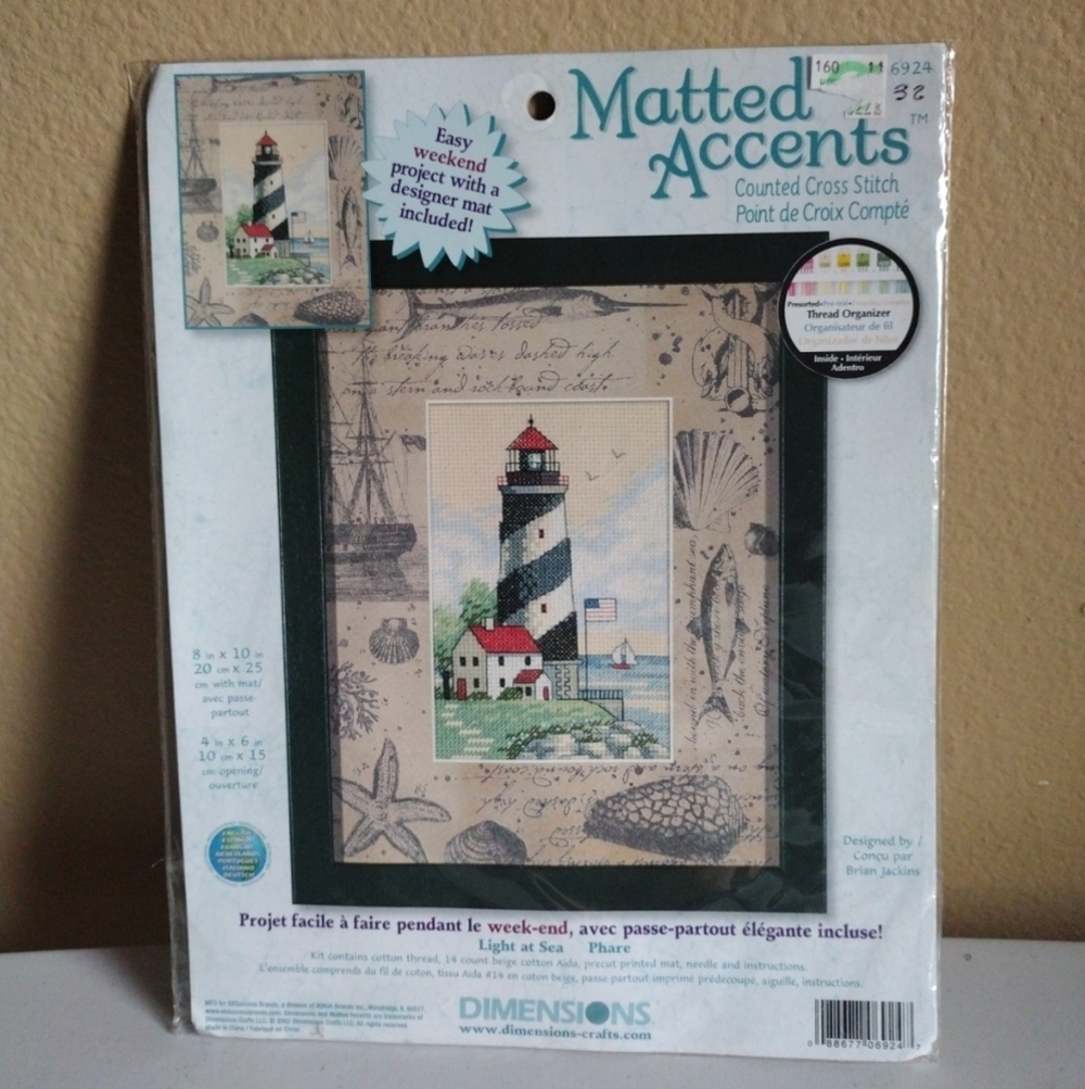 Dimensions Matted Accents Light At Sea Cross Stitch Kit-Lighthouse-Sewing Crafts